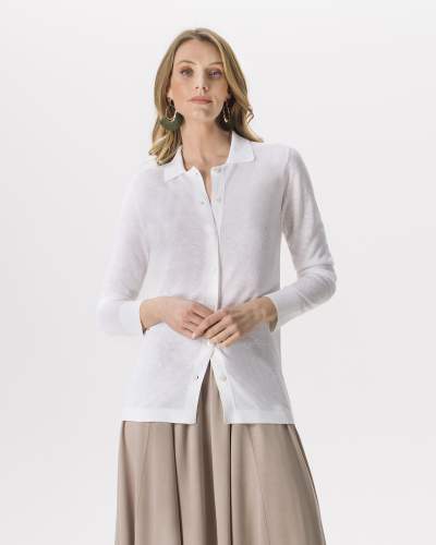 Camicia donna con bottoni a manica lunga in  69% viscosa, 27% lino e 4% pa
