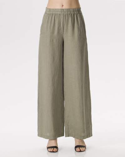 Pantalone donna palazzo, tasca alla francese,elastico in vita 

